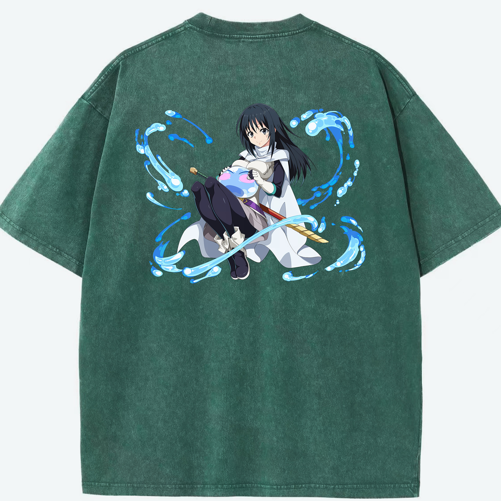 （画像用） 転スラ Regarding Reincarnated to Slime 綿100% ヴィンテージ風 半袖Tシャツ（背面プリント）